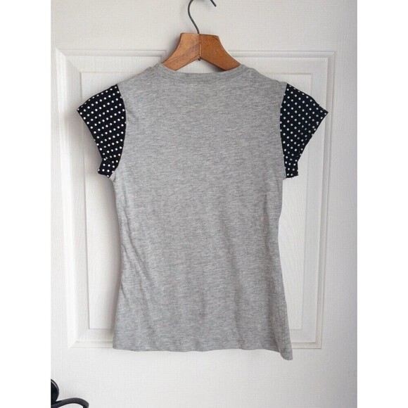 Disney Minnie Mouse Black and Gray Polka Dot T Shirt size L 10/12 - Picture 2 of 7
